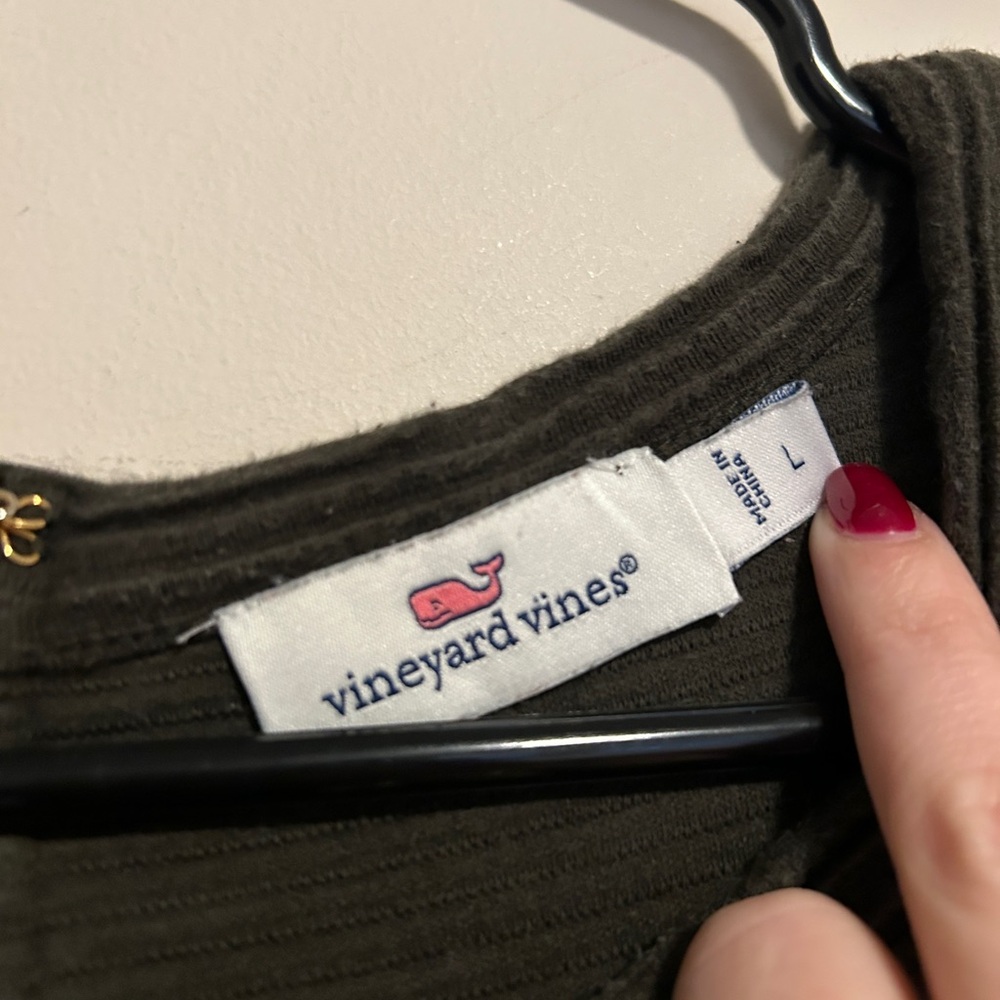 Vineyard Vines Olive Green Ribbed Midi Dress - Picture 3 of 4